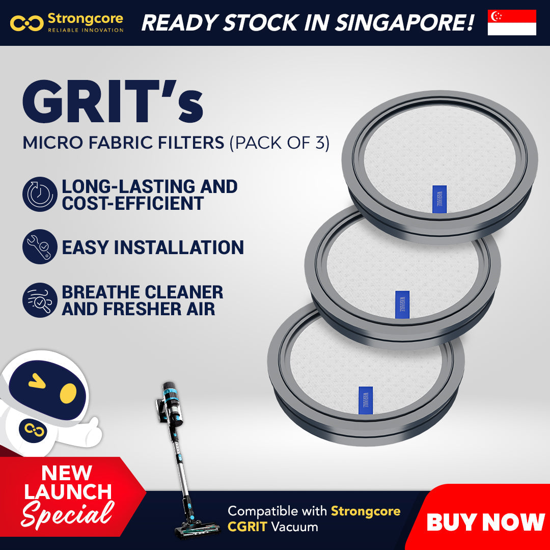 Strongcore GRIT Vacuum Pack of 3 Replacement Micro Fabric Filter