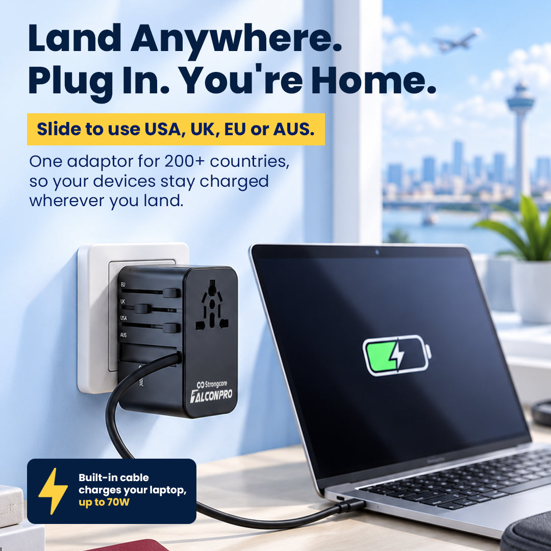 Strongcore FALCONPRO 70W GaN Universal Travel Adapter - PPS Fast Charging