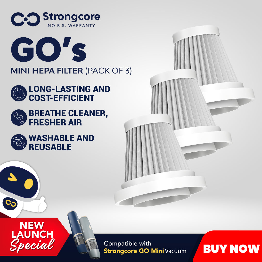 Strongcore GO Handheld Mini Vacuum Cleaner Pack of 3 Replacement HEPA Filter
