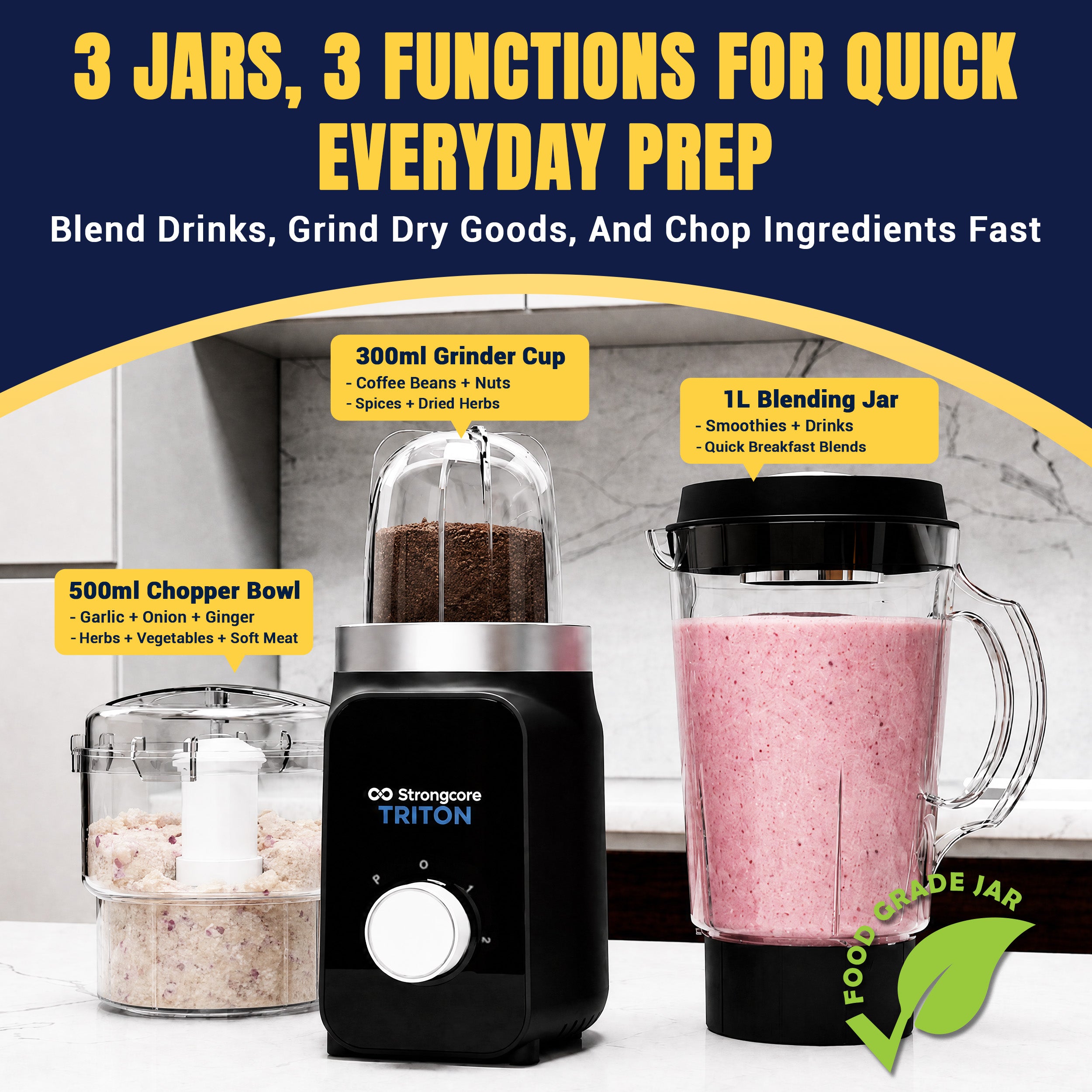 Strongcore TRITON 3-in-1 Food Processor