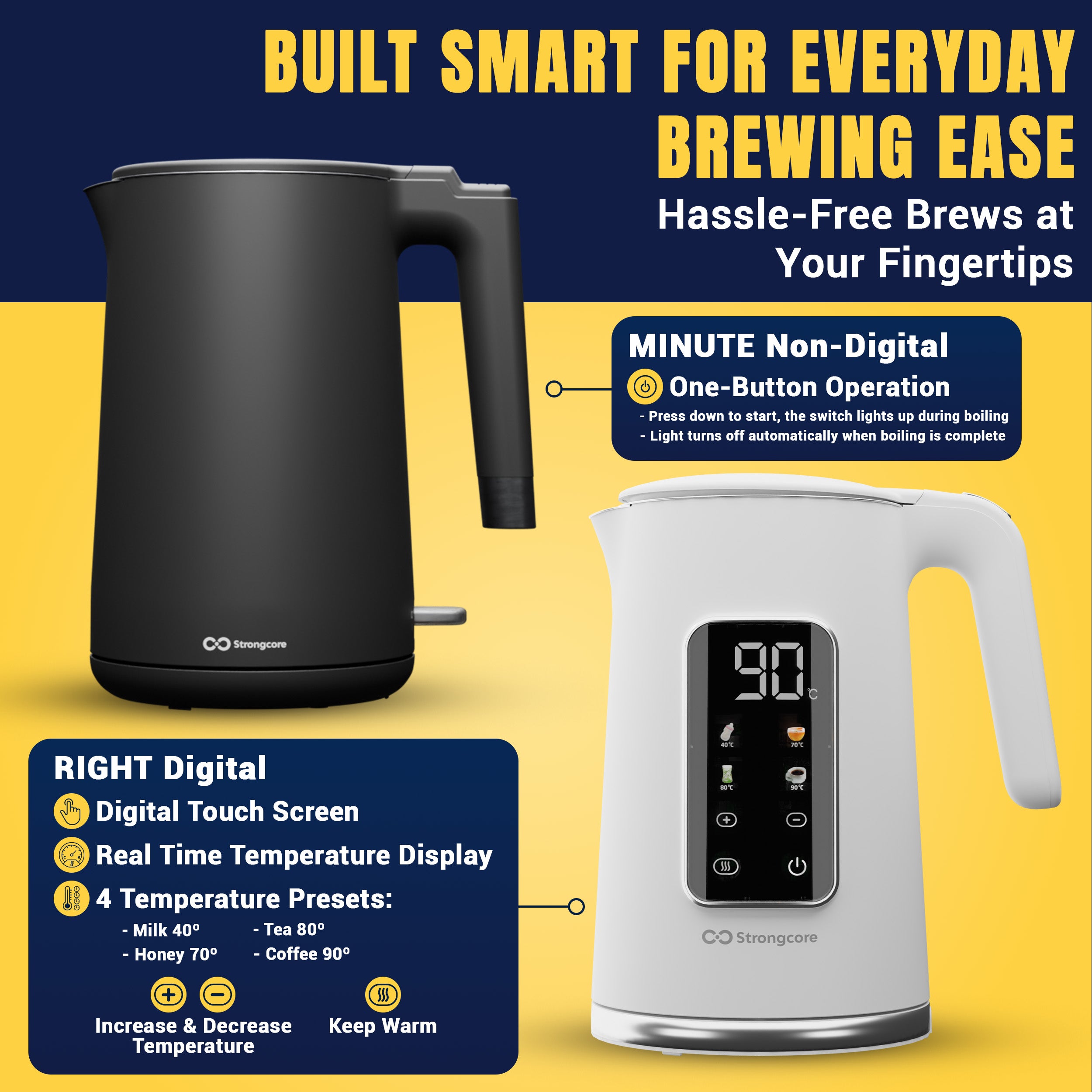 Strongcore RIGHT Digital Touch Electric Kettle