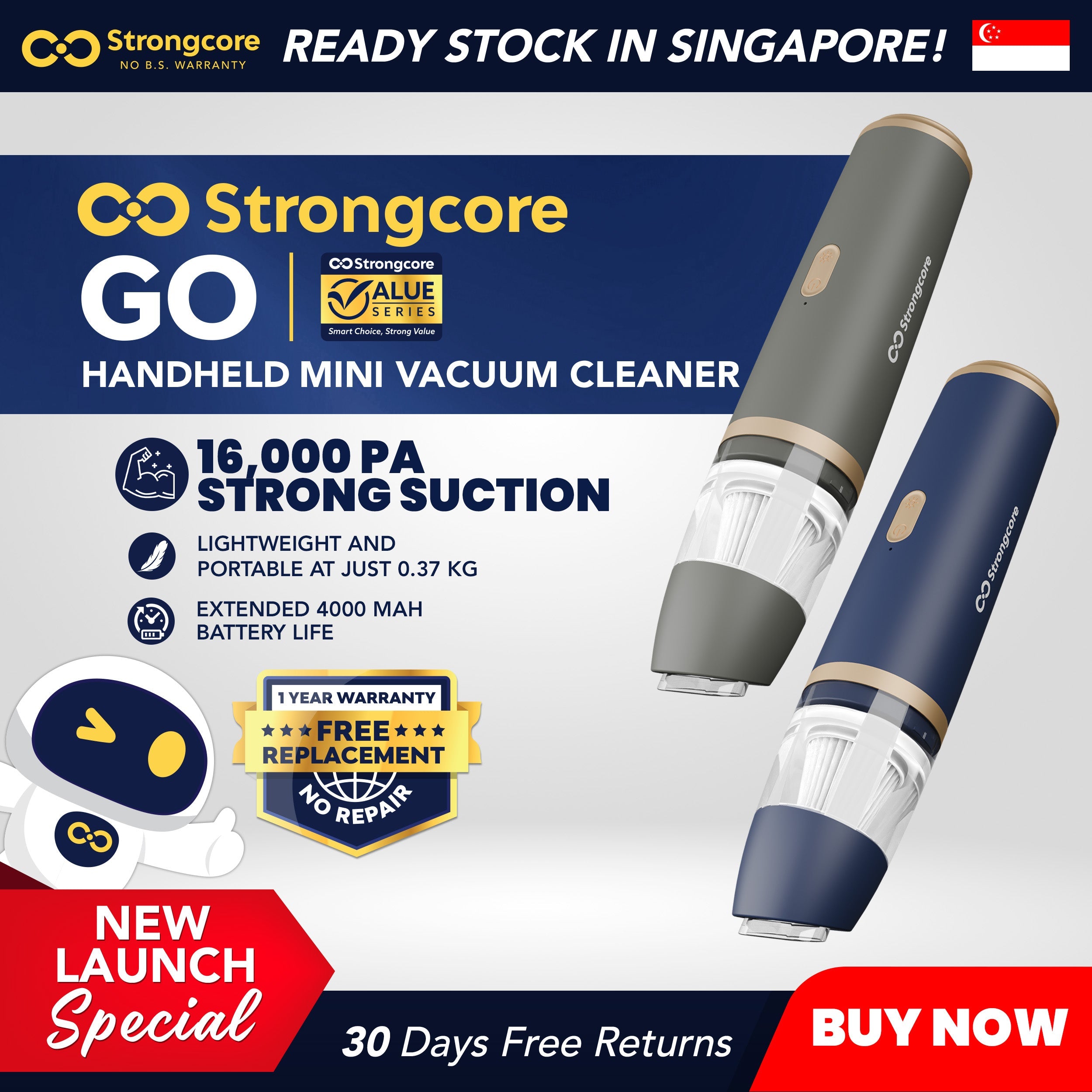 Strongcore GO Handheld Mini Vacuum Cleaner
