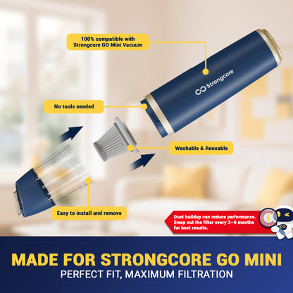 Strongcore GO Handheld Mini Vacuum Cleaner Pack of 3 Replacement HEPA Filter