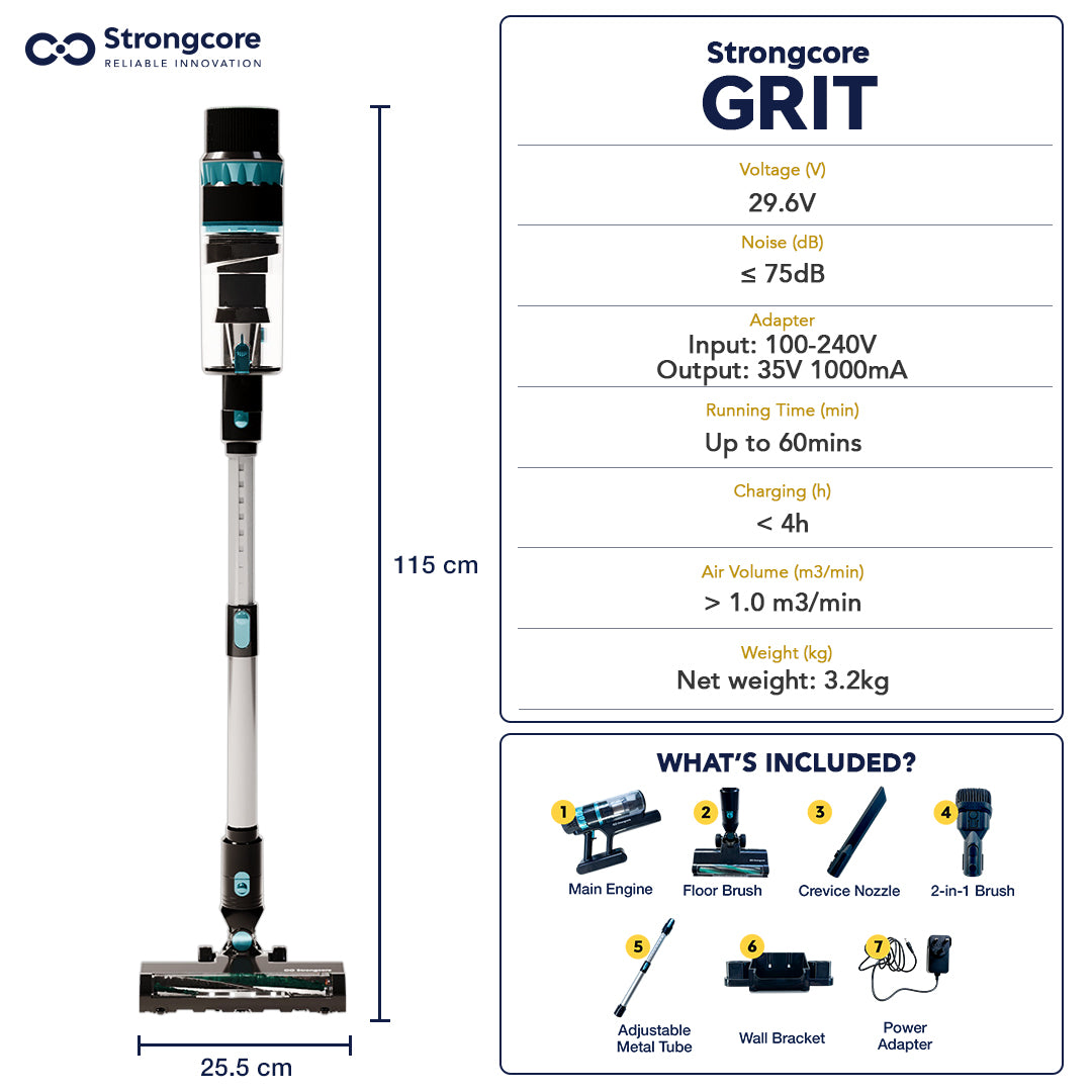 GRIT Cordless Vacuum Cleaner with Auto Dust-Sensing Mode