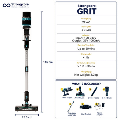 GRIT Cordless Vacuum Cleaner with Auto Dust-Sensing Mode