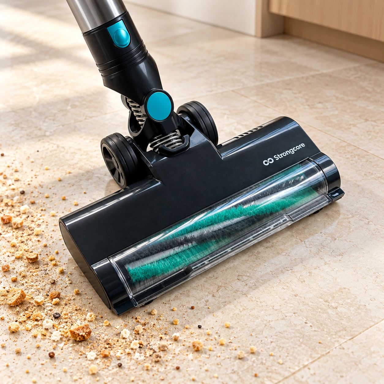 GRIT original-style floor head crossing dry crumbs on tile; previously created source-led artwork.